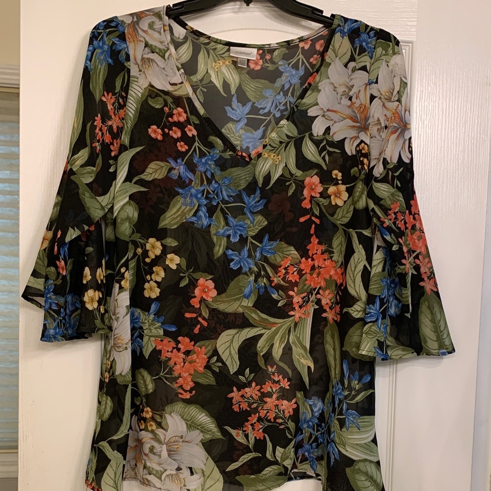 Avenue Multicolor Floral V-Neck Blouse